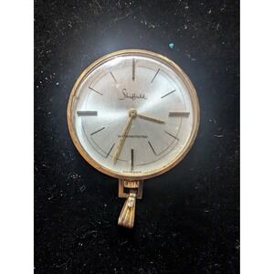 Sheffield Mechanical Womens Necklace Watch Gold Plated Silver Dial Swiss Vintage